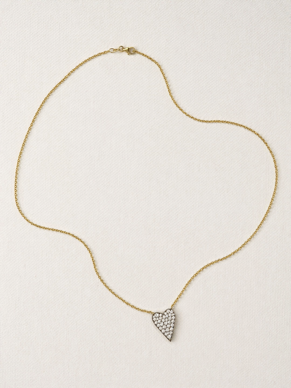 Sylva & Cie. 18K Yellow Gold Reclaimed Diamond Heart Necklace, 18"