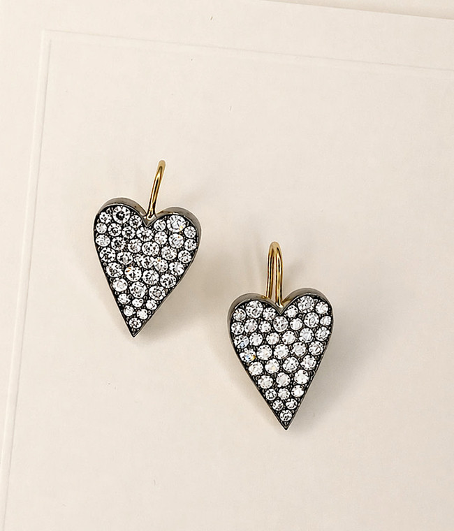 Sylva & Cie. 18K Yellow Gold Reclaimed Diamond Heart Earrings