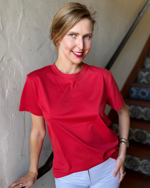 Fabiana Filippi Jersey T-Shirt in Lacquer