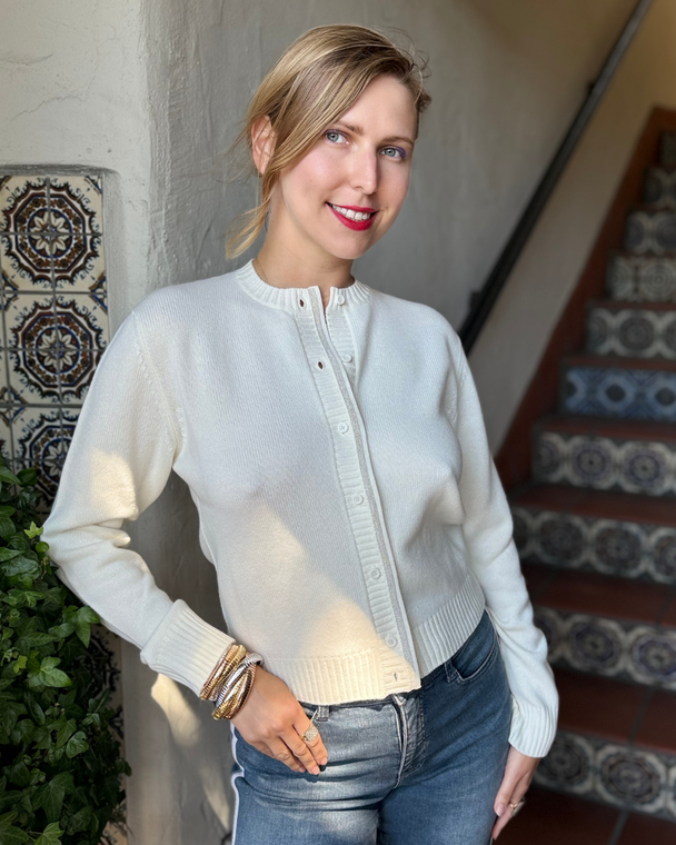 Fabiana Filippi Platinum Cardigan in Rafia, Size 40