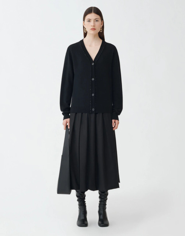 Fabiana Filippi Platinum Cardigan in Black, Size 38