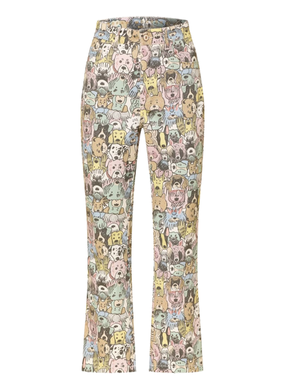 MAC Dream Kick Jeans in Colored Dog Print, Size 36x29
