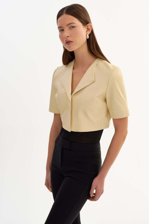 *ORDER TODAY* LAMARQUE Aviana Collarless Leather Jacket in Butter