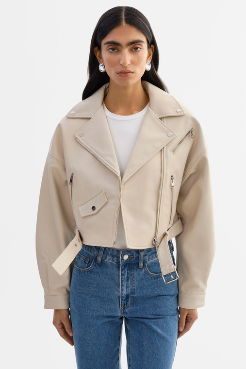 *ORDER TODAY* LAMARQUE Dylan 80's Leather Biker Jacket in Bone
