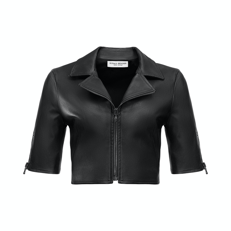 *ORDER TODAY* Susan Bender Short Sleeve Moto in Black