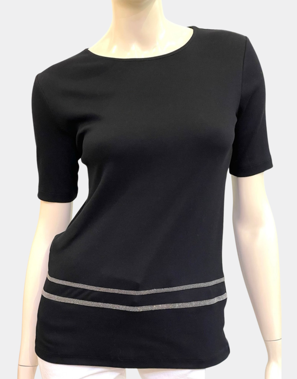 Fabiana Filippi Ribbed Cotton Embellished Jersey T-Shirt in Black