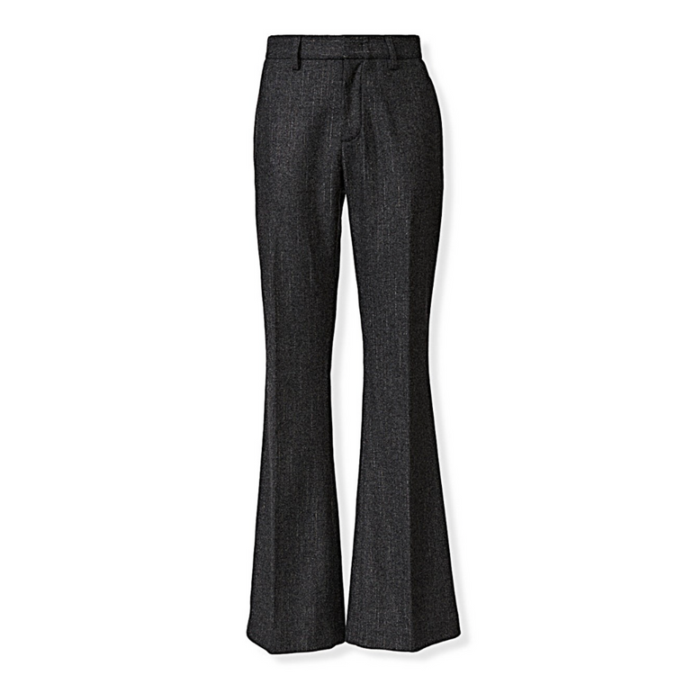 Fabiana Filippi Slubbed Pinstripe Bootcut Trousers in Antracite, Size 44