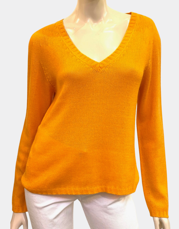 Fabiana Filippi Cashmere V-Neck Sweater in Orange