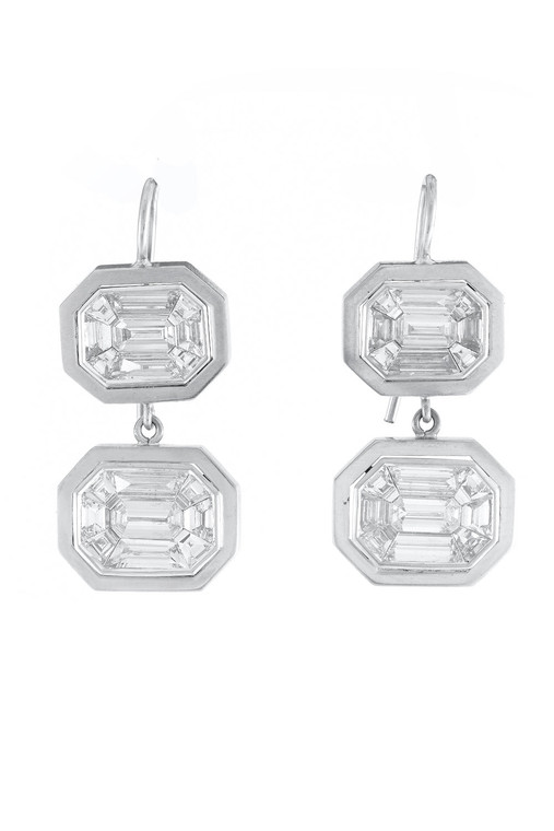 *ORDER TODAY* Sylva & Cie. 18K White Gold Diamond Mosaic Drop Earrings