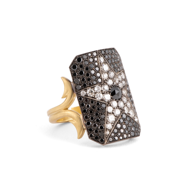 Sylva & Cie. 18K Yellow Gold Star Ten Table Ring, Size 7