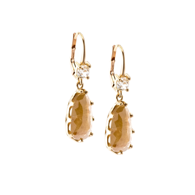 Sylva & Cie. 18K Yellow Gold Pear Faceted Drops