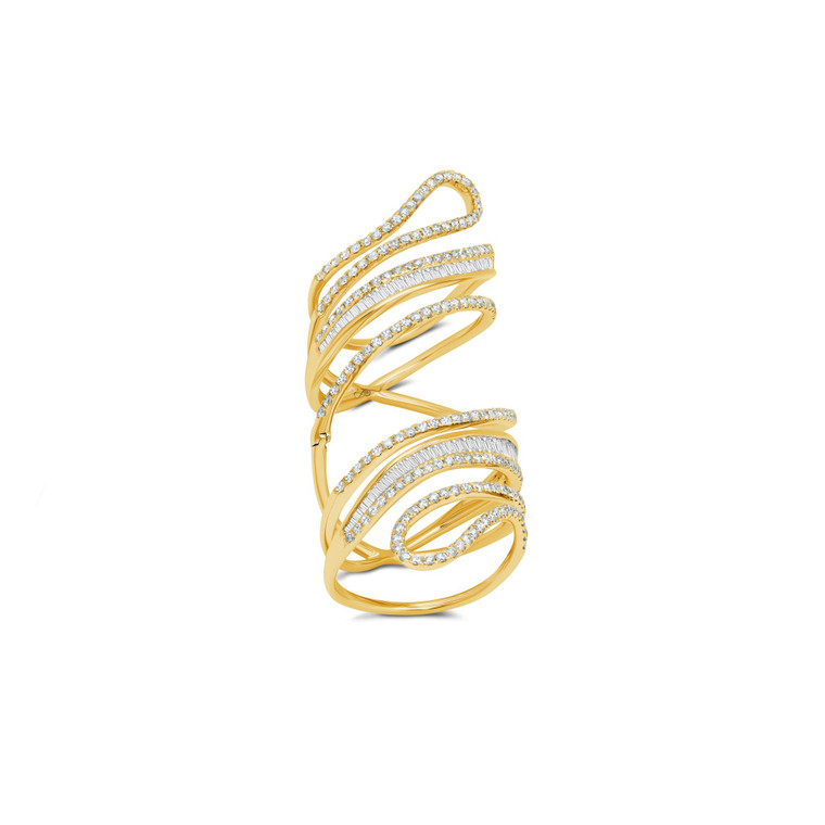 Graziela 18K Yellow Gold Hinged Diamond Paisley Ring