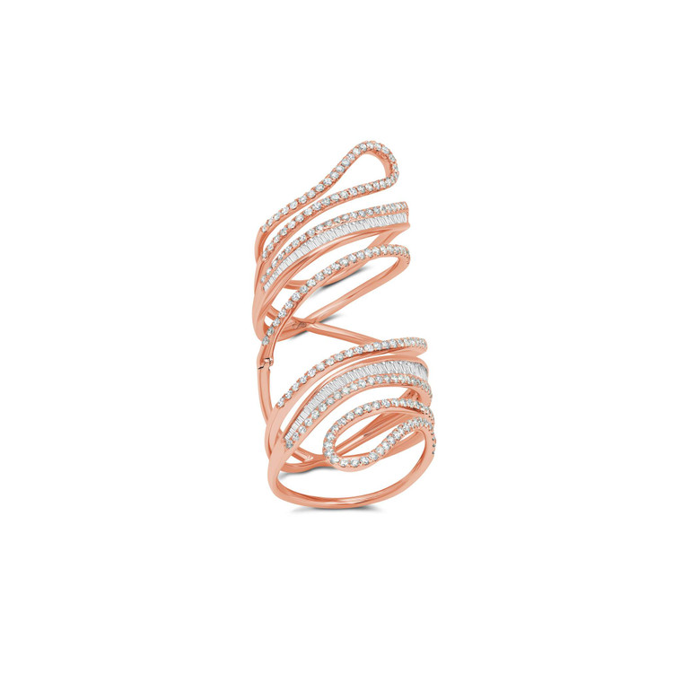 Graziela 18K Rose Gold Hinged Diamond Paisley Ring