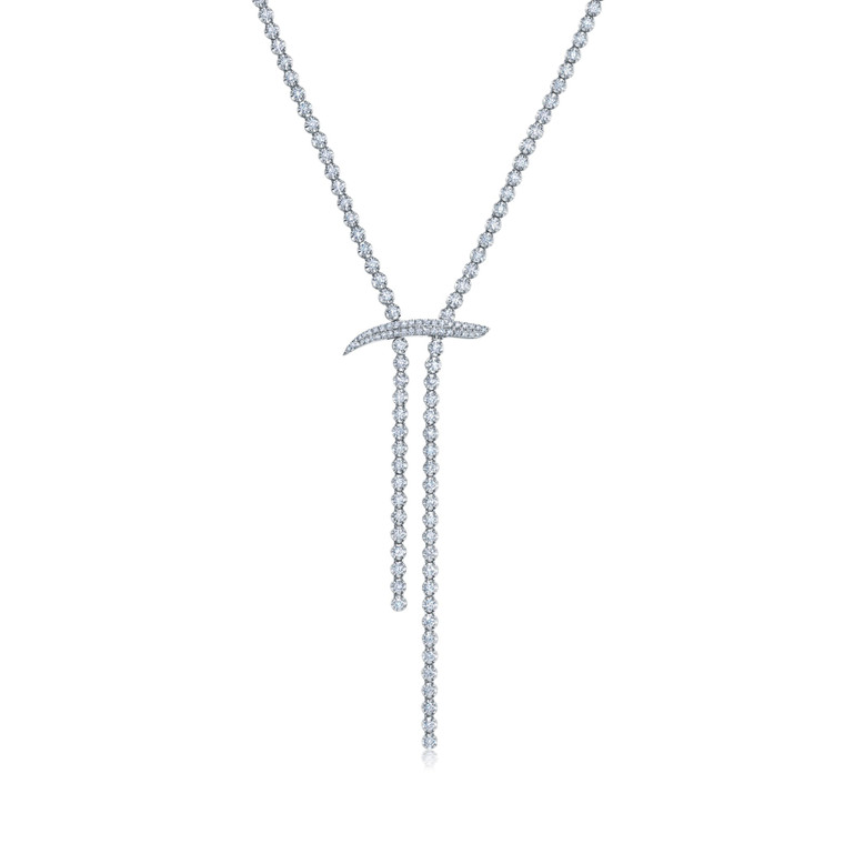 Graziela 18K White Gold Mega Swirl Slide Lariat Necklace, 40"