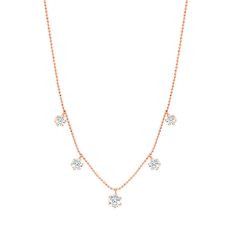 Graziela 18K Rose Gold Large Floating Diamond Necklace, 18" 