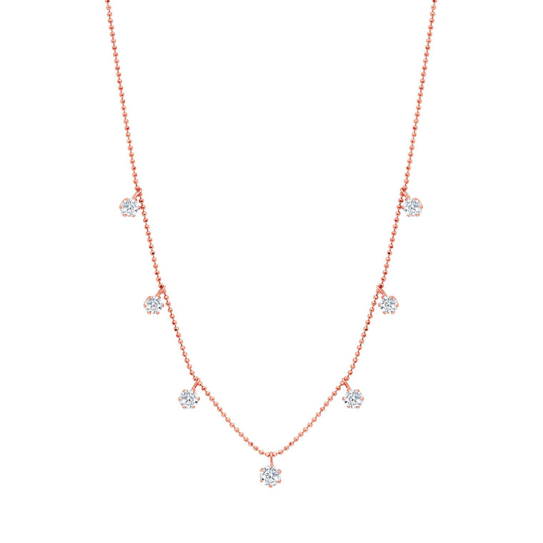 Graziela 18K Rose Gold Medium Floating Diamond Necklace, 18"