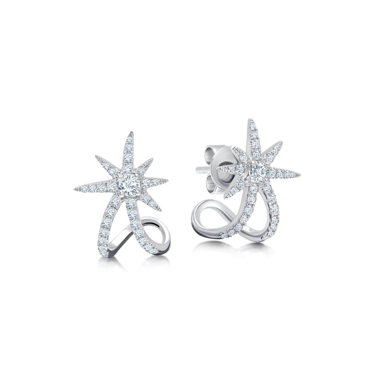 Graziela 18K White Gold Diamond Starburst Ear Cuffs