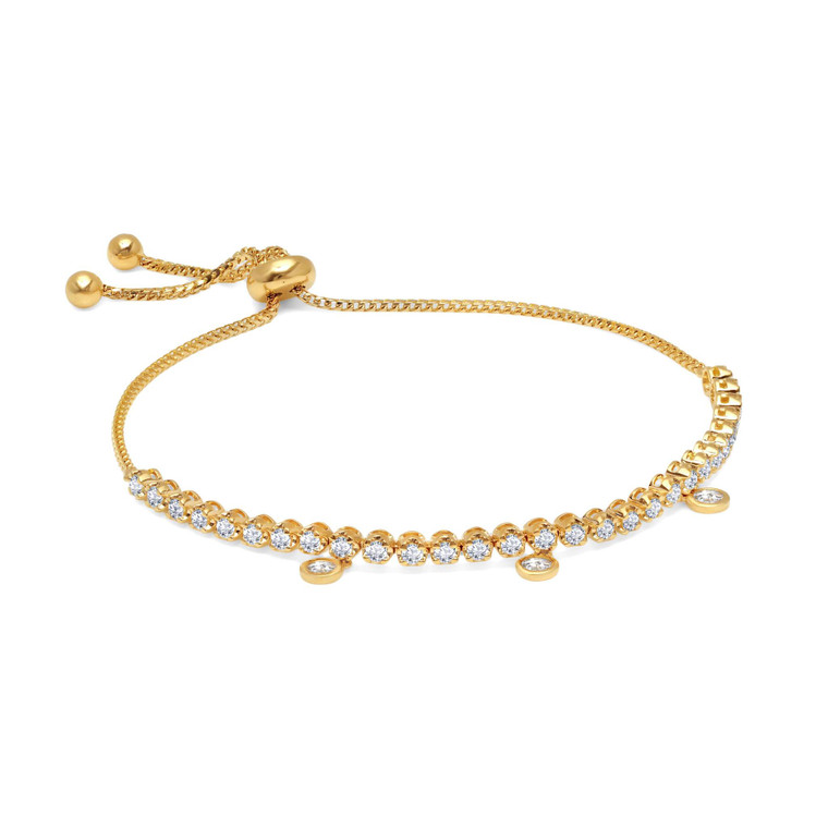 Graziela 18K Yellow Gold Diamond Floating Bolo Bracelet, 9"