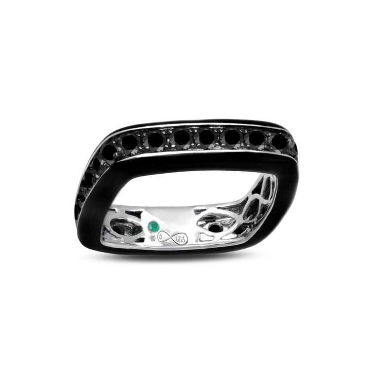 Graziela 18K White Gold Black Diamond Enamel Full Band Ring