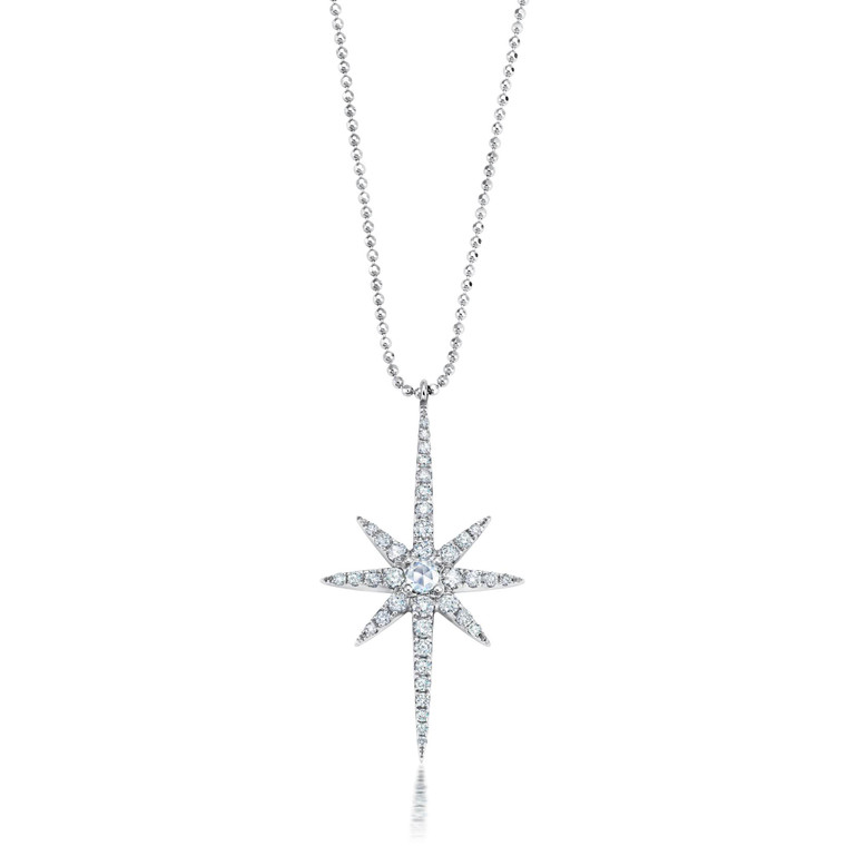 Graziela 18K White Gold Starburst Necklace, 20"