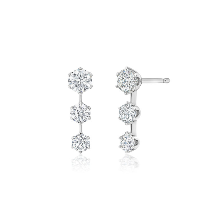 Graziela 18K White Gold Floating Diamond Triple Earrings