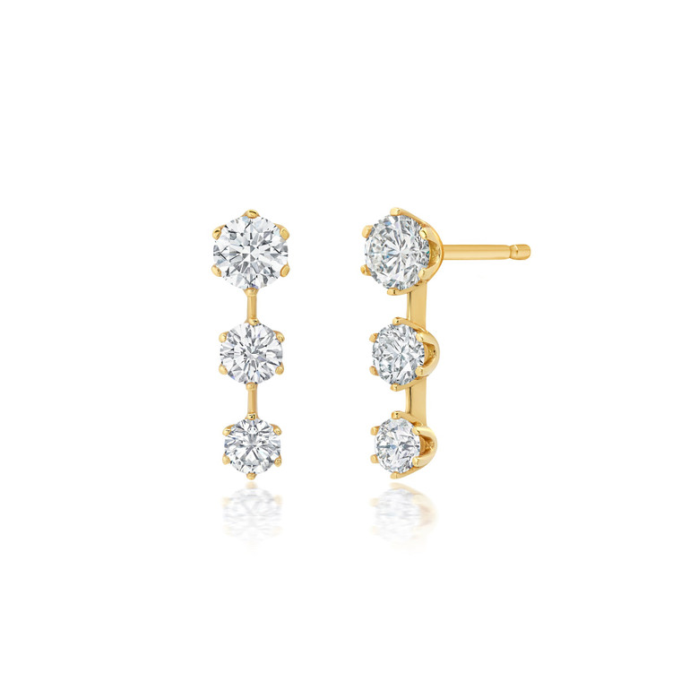 Graziela 18K Yellow Gold Floating Diamond Triple Earrings