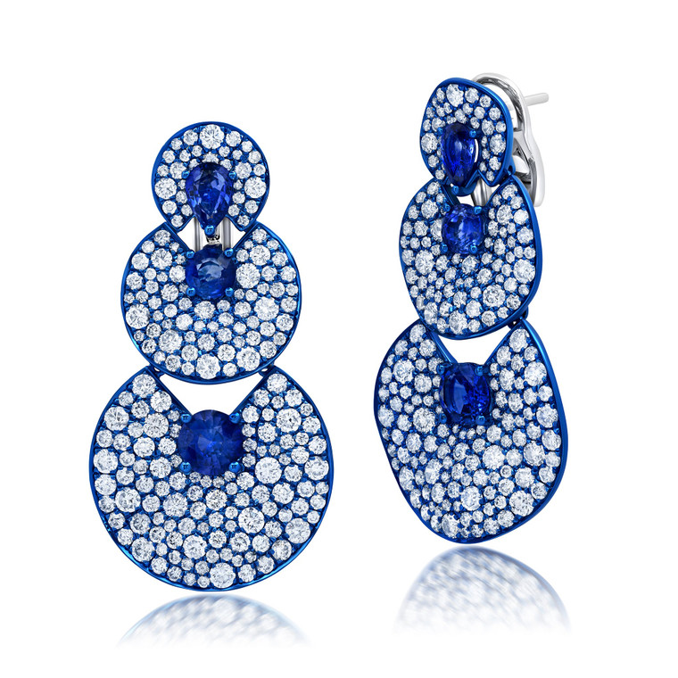 Graziela 18K White Gold Blue Rhodium, Sapphire & Diamond Earrings