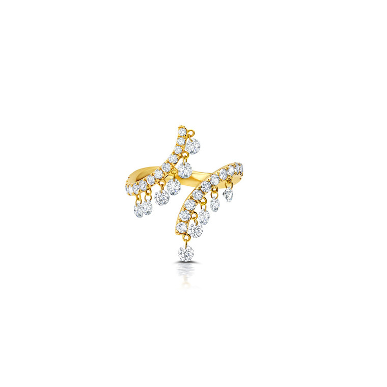 Graziela 18K Yellow Gold Floating Diamond Bypass Ring