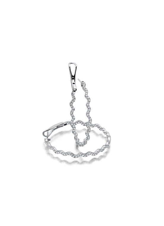Graziela 18K White Gold Rio Diamond Inside Outside Hoop Earrings
