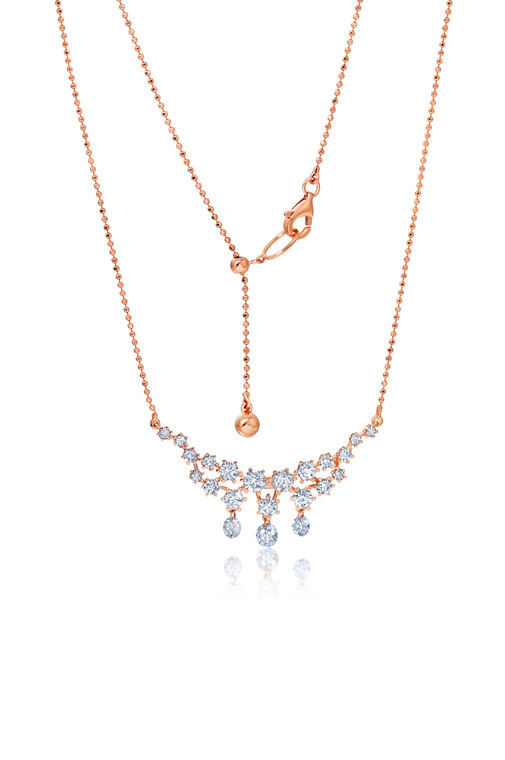Graziela 18K Rose Gold Floating Diamond Bib Necklace, 18"