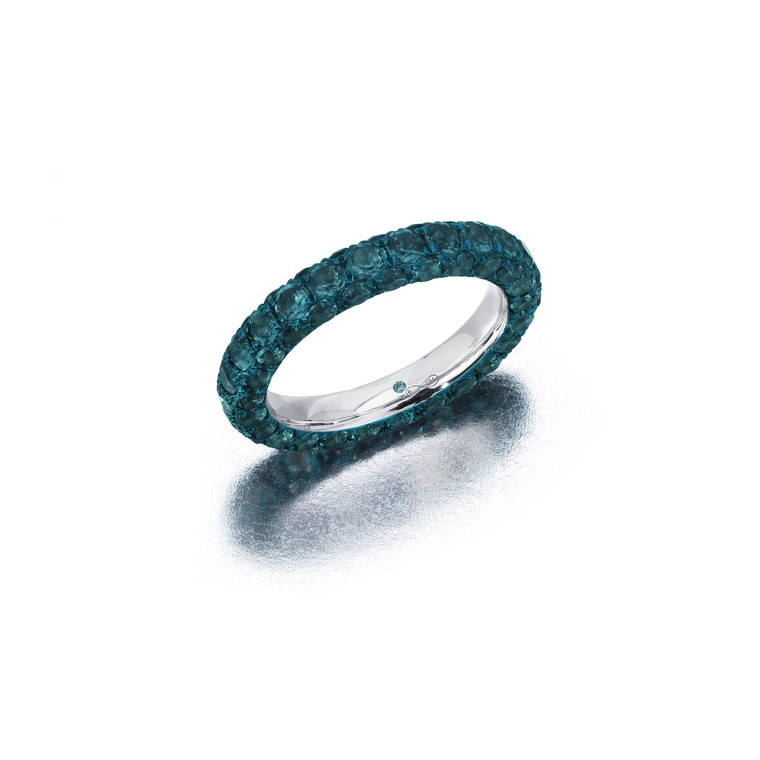 Graziela 18K White Gold London Blue & Blue Rhodium 3 Sided Ring