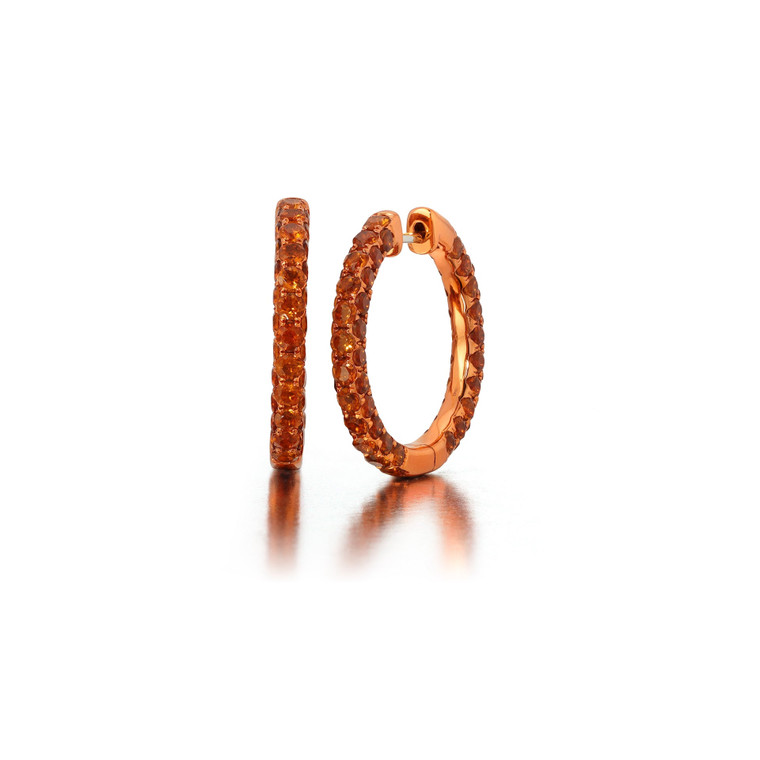 Graziela 18K Yellow Gold Large Citrine & Orange Rhodium 3 Sided Hoops