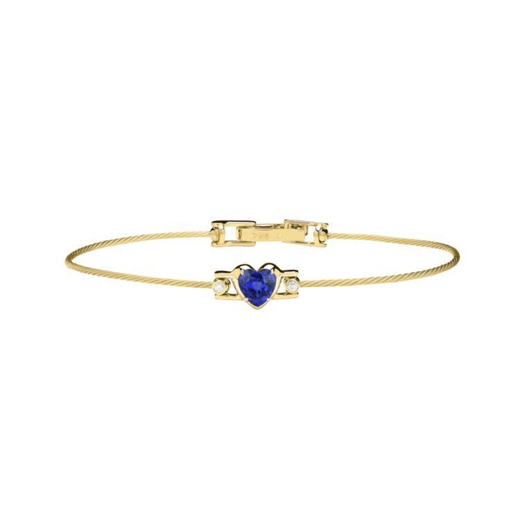Paul Morelli 18K Yellow Gold Single Wire Faceted Heart Bracelet