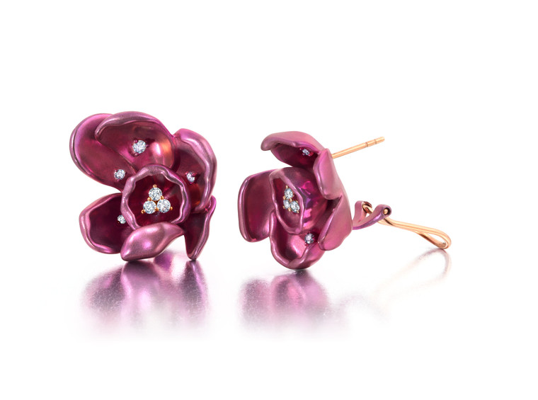 Graziela 18K Rose Gold Purple Titanium Orchid Earrings