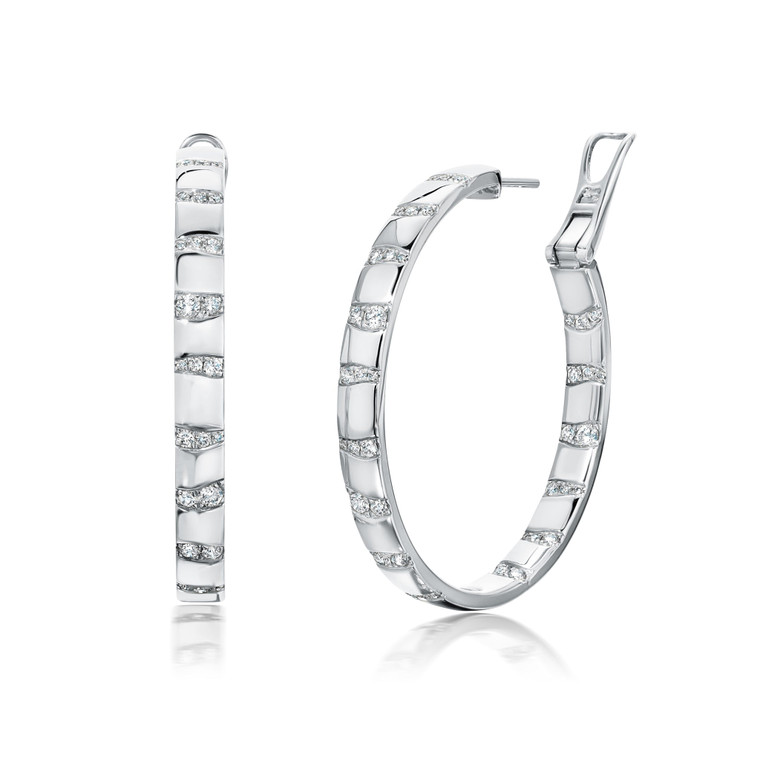 Graziela 18K White Gold Large Alma Dos Rios Diamond Hoop Earrings