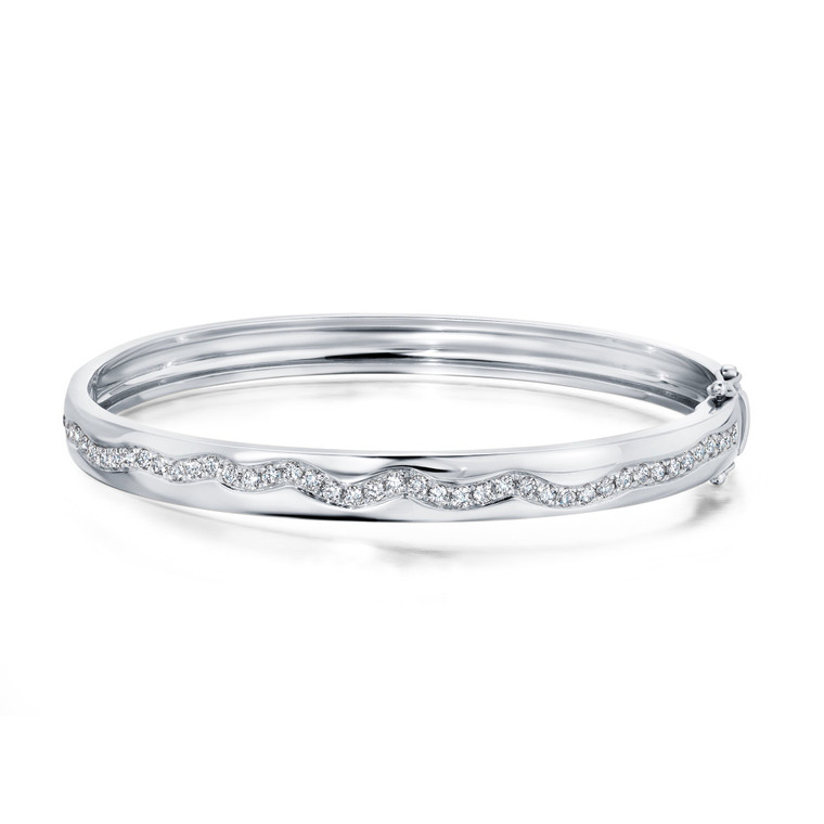 Graziela 18K White Gold Rio Diamond Bangle