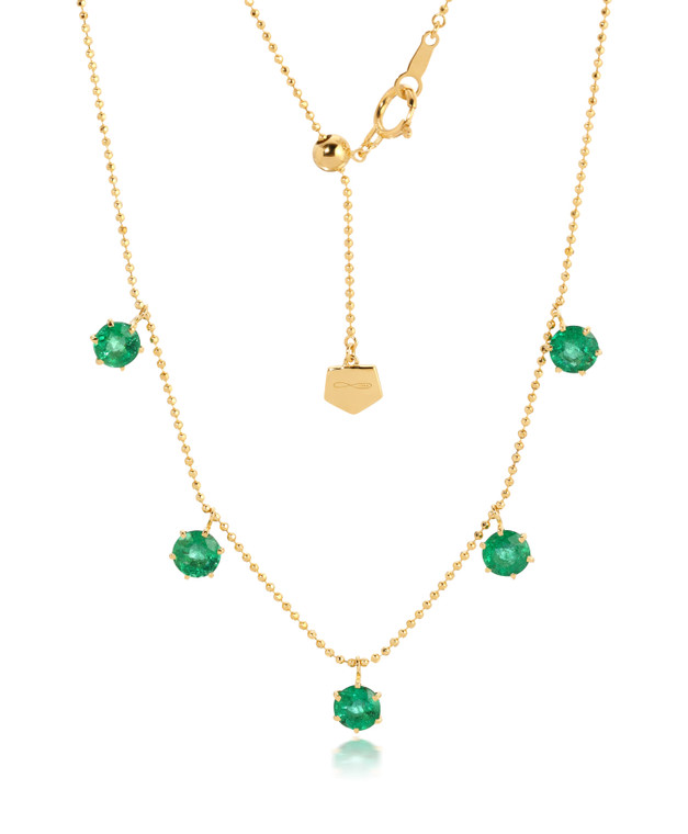 Graziela 18K Yellow Gold Emerald Floating Necklace, 18"