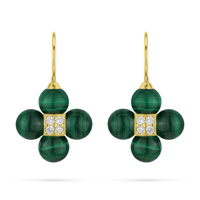 Paul Morelli 18K Yellow Gold Malachite Sequence Drop Earrings