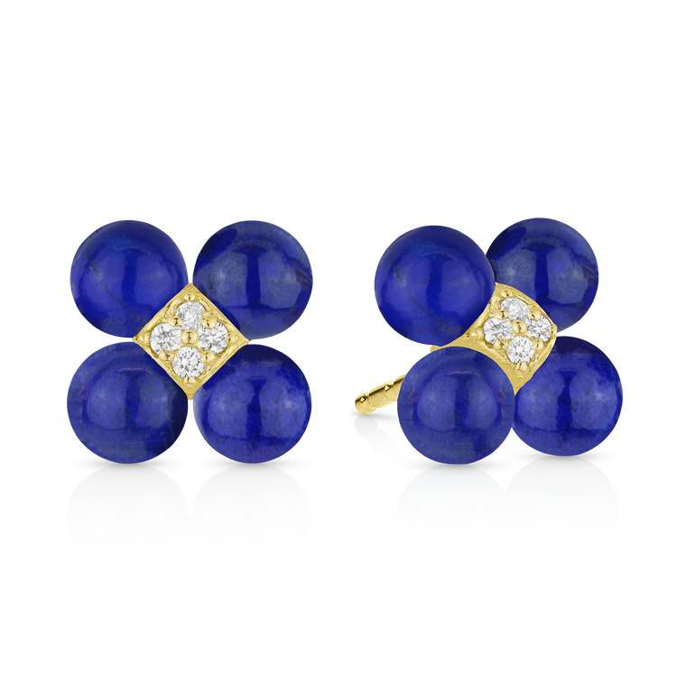 Paul Morelli 18K Yellow Gold Lapis Sequence Stud Earrings