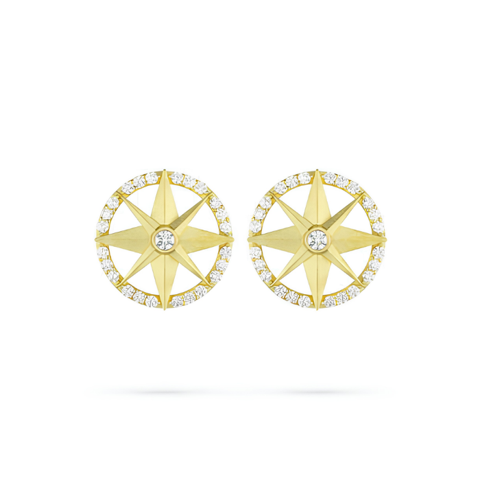 Paul Morelli 18K Yellow Gold Compass Post Clip Earrings