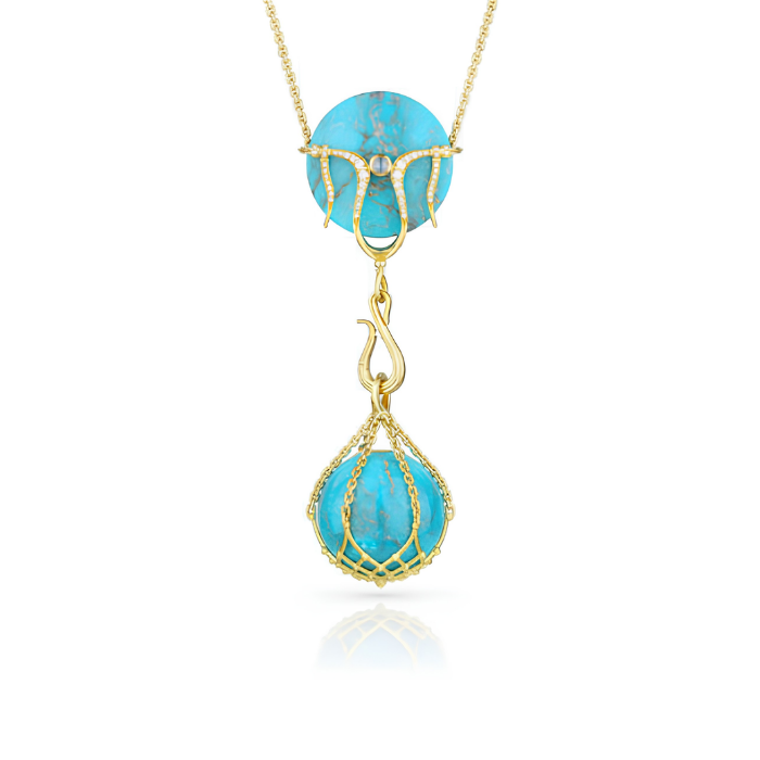 Paul Morelli 18K Yellow Gold Nouveau Block & Tackle Pendant, 36"
