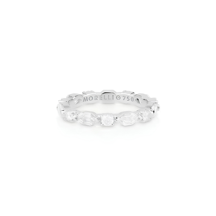 Paul Morelli 18K White Gold Elongated Hex Diamond Ring