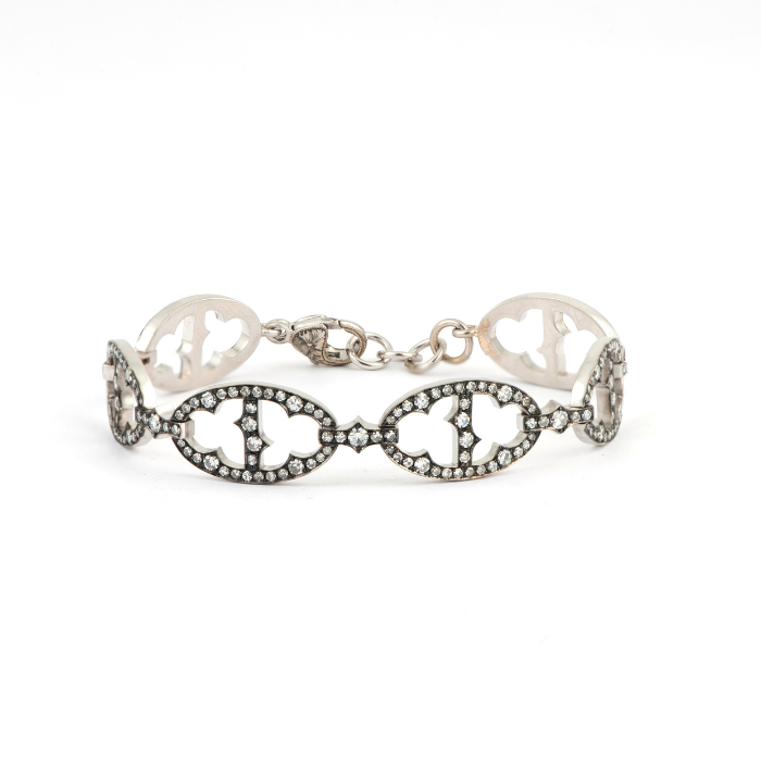 Sylva & Cie. 18K White Gold Diamond Buckle Bracelet, 7"