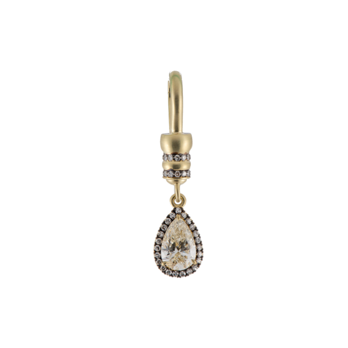 Sylva & Cie. 18K Yellow Gold Pear Shape Diamond Neo Clasp Pendant