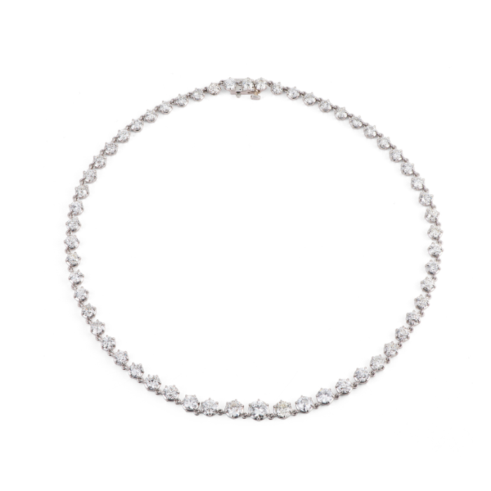 Sylva & Cie. Platinum Old European Cut Diamond Necklace, 16"