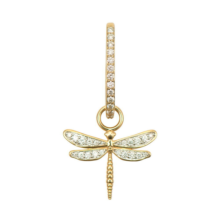 Three Stories Jewelry 14K Yellow Gold Small Dragon Fly Charm (Single)