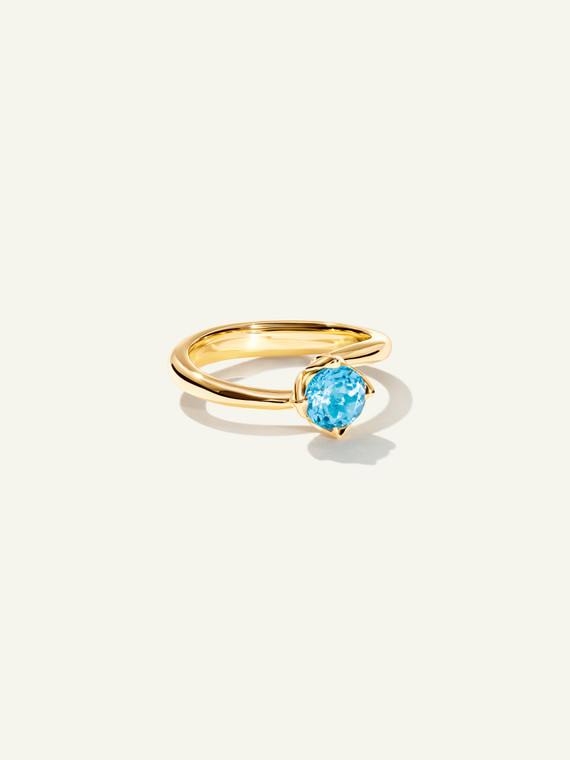 Tamara Comolli Tulip 18K Yellow Gold Ring XSmall with Swiss Topaz