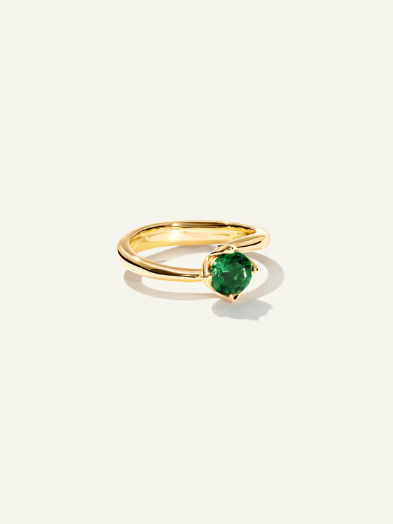 Tamara Comolli Tulip 18K Yellow Gold Ring XSmall with Green Tourmaline