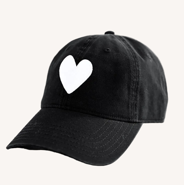 Kerri Rosenthal Baseball Hat Heart Patch in Black/White