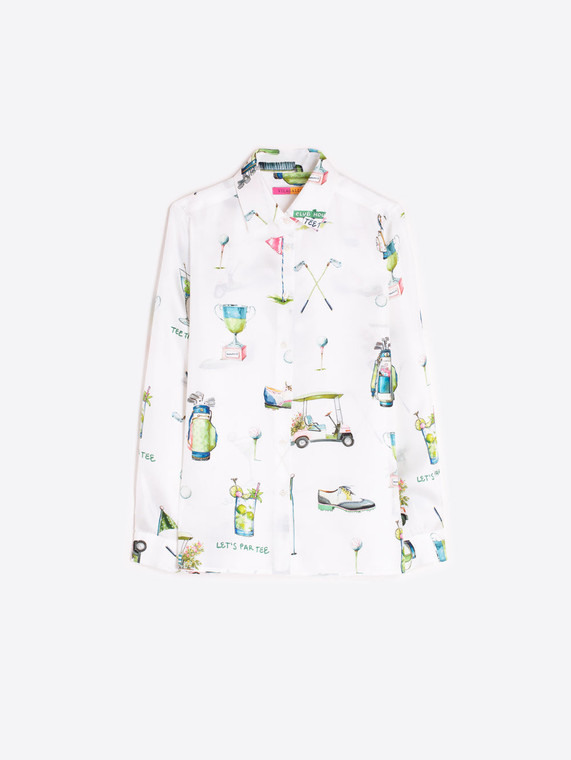 Vilagallo Golf Print Shirt in White